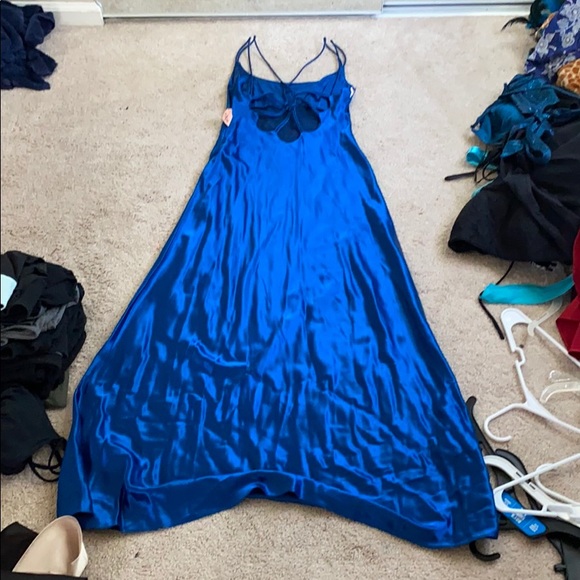 navy blue gown with floral print - Picture 2 of 2